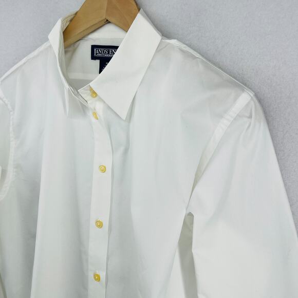 LANDS END Shirt Womens 16 Tall Poplin Button Up Long Sleeve Cotton White NEW - Picture 7 of 12